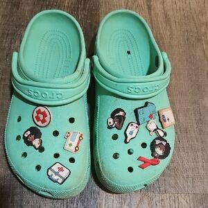 CROCS Kids' Mint Green Clogs with Fun Charms